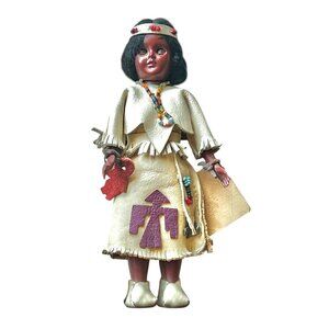 Carlson Native American Mandan Princess Doll 7.5" Orig. Leather Clothing & Beads